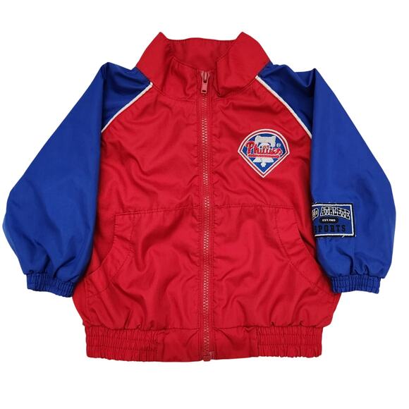 Vintage MLB Philadelphia Phillies Baby Windbreaker Jacket Kid Athlete, 3-6 Month - Picture 2 of 14